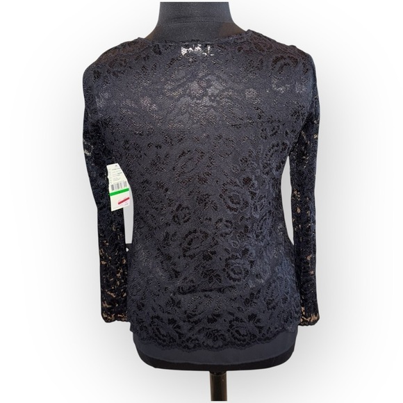 NWT KAREN KANE Black Long Sleeve Floral Lace Blouse - Large - Picture 6 of 17